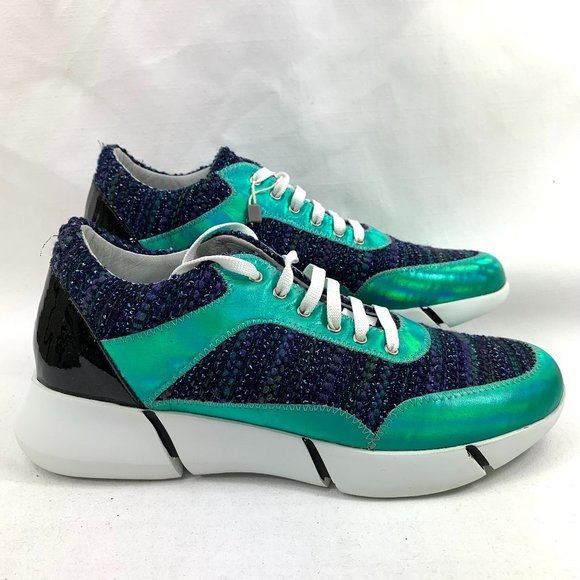 Elena Iachi Women's Kio Leather/Fabric Trainer - Picture 1 of 8